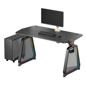 ULTRADESK Herní stůl BOOSTER, 136x70,5 cm, 75 cm, RGB podsvícení, držák sluchátek i nápoj